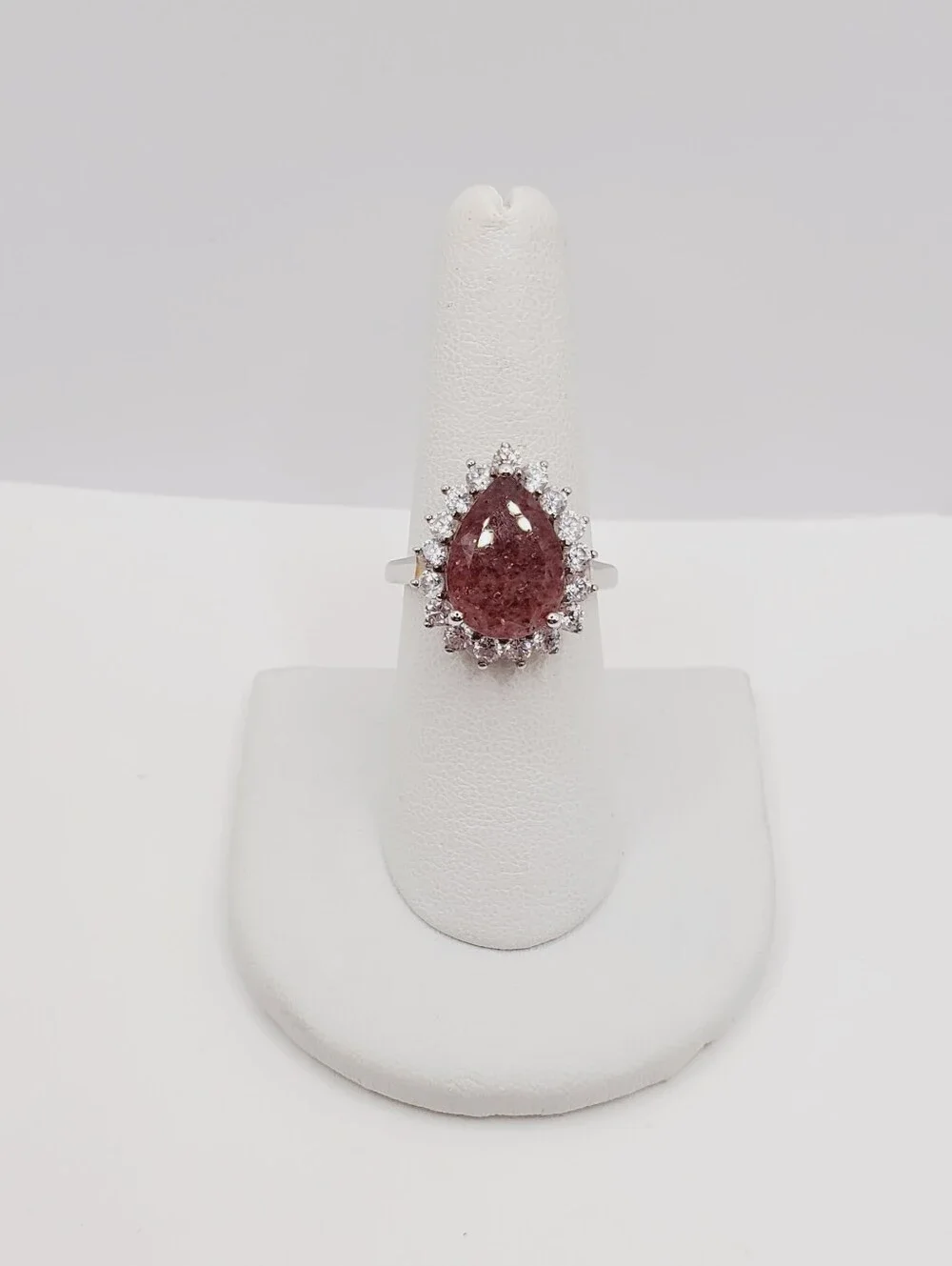 6 Carat Tanzanian Natronite & White Zircon Platinum - 925 Sterling Silver Ring